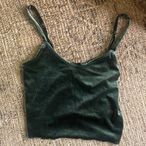 Abercrombie & Fitch Velvet Spaghetti Strap Cami - Forest Green